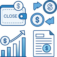 Vector illustration depicting financial transactions, growth, and currency concepts with dollar symbols