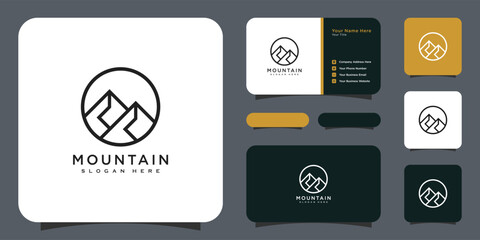 mountain with sun light logo design and business card