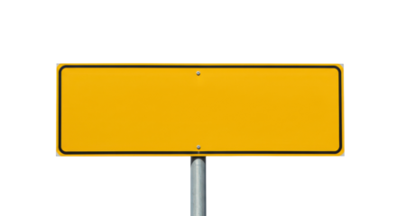 Blank yellow rectangular road sign for custom message isolated PNG with Transparent Background