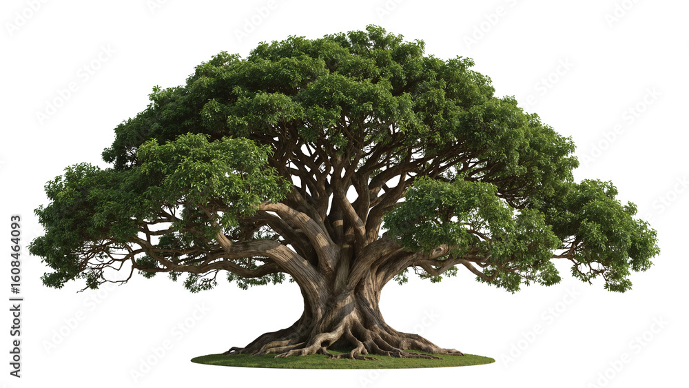 Poster majestic canopy expanse showcasing a broad leafy form with an expansive branch structure isolated