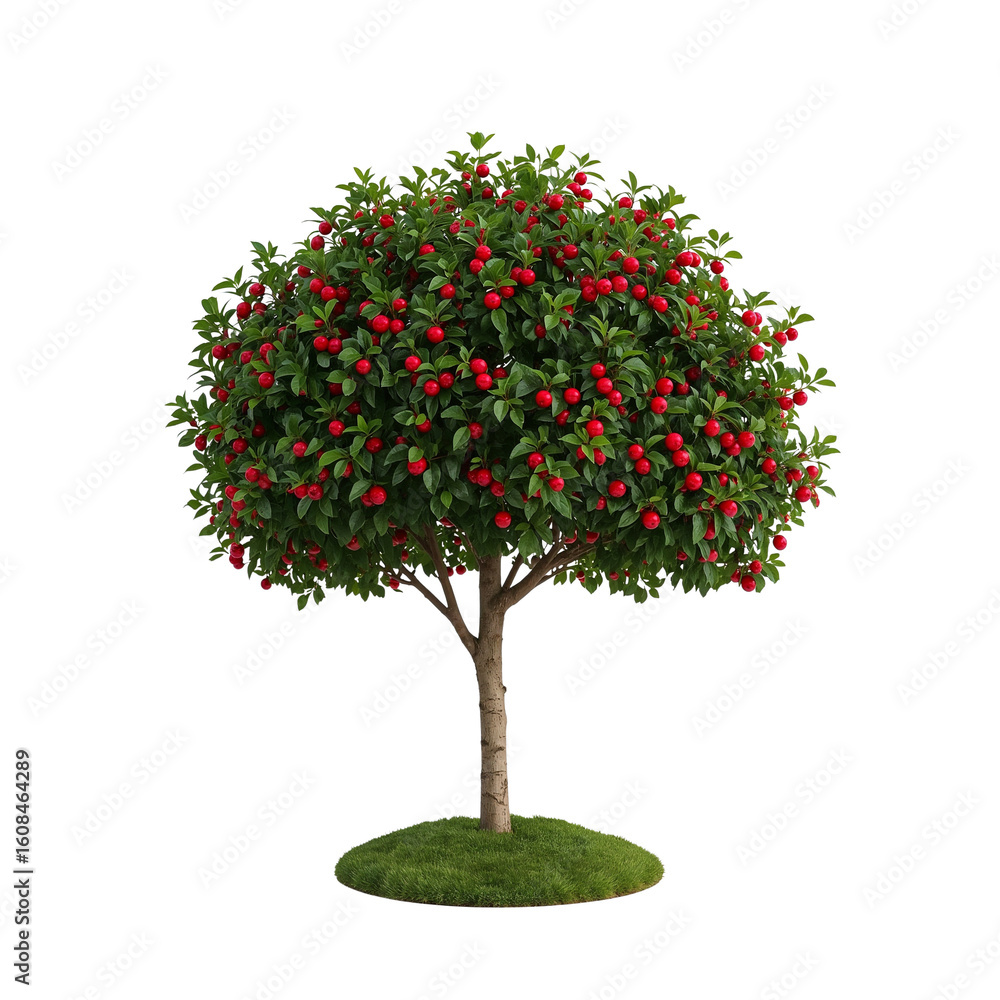 Aufkleber isolated fruit tree with vivid red berries against a simple design element showing fresh produce
