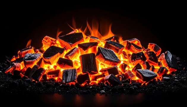 Burning charcoal briquettes - Powered by Adobe