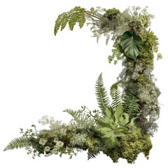 Decorative Fern and Moss Frame Element