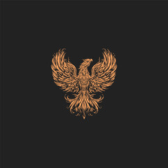 Mythical phoenix rising from the ashes design vector template illustration