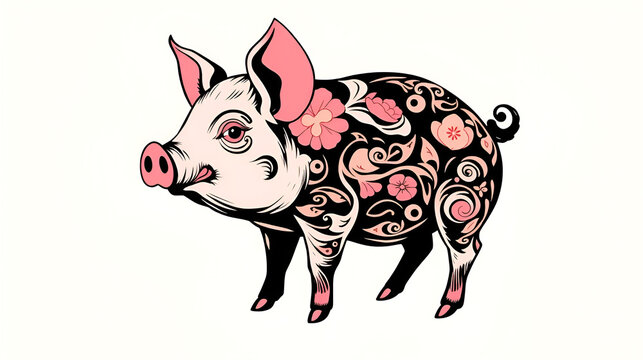 Beautiful Pig Design, Perfect for your Project and Creations or Wallpaper, Ai Generative