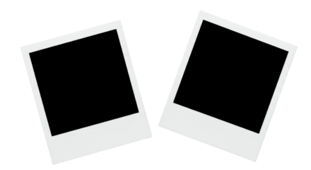 Two blank instant photos template mockup for memories isolated PNG with Transparent Background