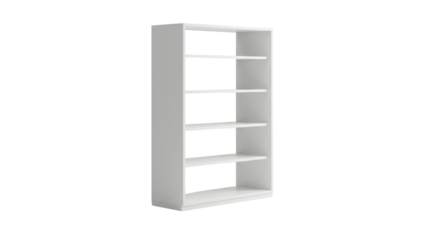 Empty white bookcase for home storage isolated PNG with Transparent Background