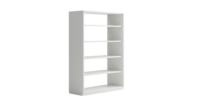 Empty white bookcase for home storage isolated PNG with Transparent Background
