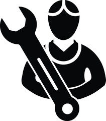 Obraz premium Mechanic Wrench Silhouette Vector Art Illustration