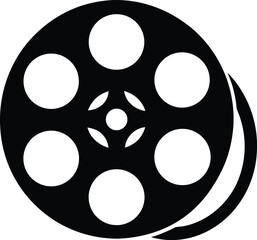 Movie Reel Silhouette Vector Art Illustration