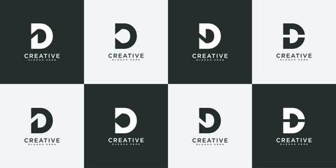 Set of initial letter D abstract logo vector template