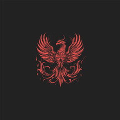Mythical phoenix rising from the ashes design vector template illustration