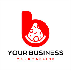 This logo combines the letter b and pizza, suitable for use in food businesses.