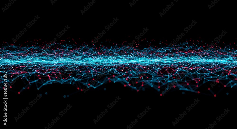 Aufkleber modern networking connections, vibrant blue and red lines, dynamic data flow for technology solution