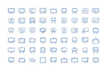 Collection of whiteboard and presentation board icon vector set