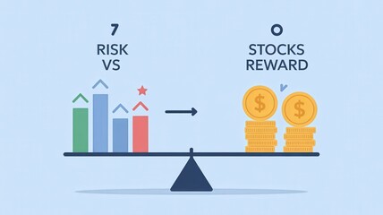 investor opportunity stocks successful goals concept. Visual representation of risk versus reward in stock trading.