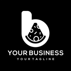 This logo combines the letter b and pizza, suitable for use in food businesses.