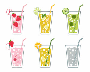 set of different drinks