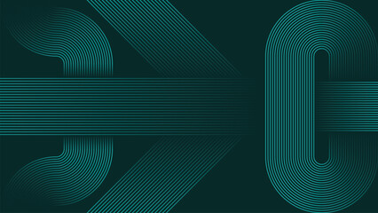 abstract green lines digital geometric elements modern shiny vector background dark green stripes curve luxury for business EPS 10