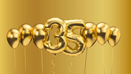 Golden 35th Anniversary Celebration with Balloons

