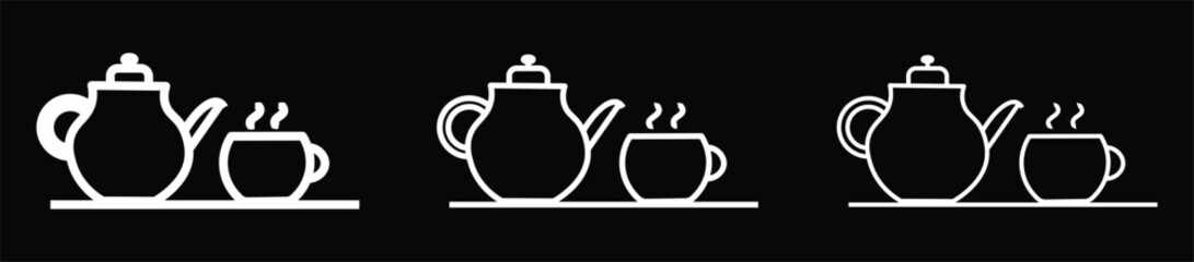 Teapot with teabag on cup icon