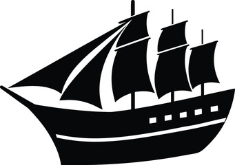 Ship Silhouette Vector Art Illustration