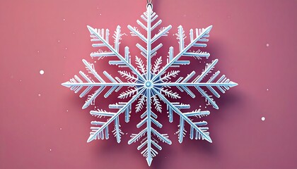 Detailed snowflake on pink background