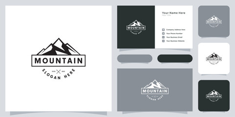 mountain logo vector design and business card
