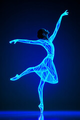 Obraz premium uv light dance silhouette glowing artistic motion performance fashion