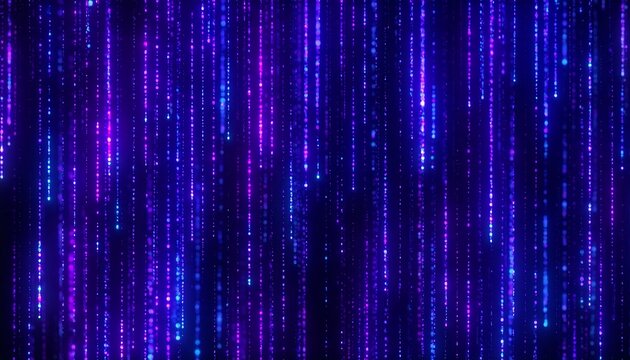 Abstract digital rain of glowing lines