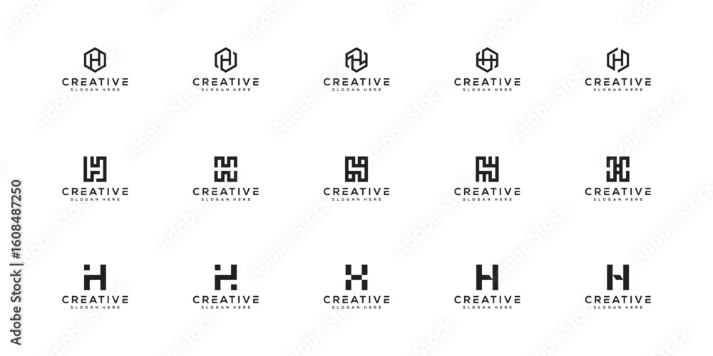 Poster set of initial h abstract logo vector template