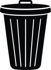 Trash Can Silhouette Vector Art Illustration