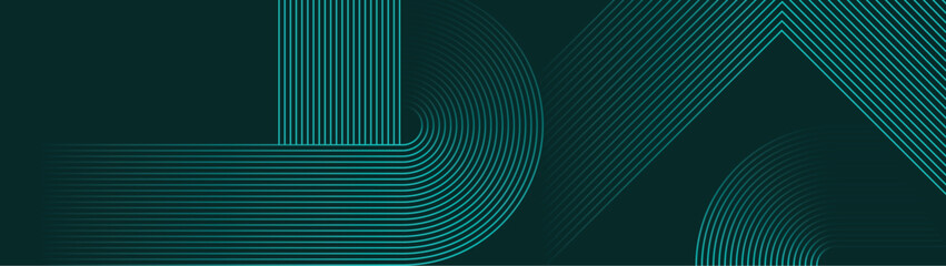 Web banner abstract green lines digital geometric elements modern shiny vector background dark green stripes curve luxury For business EPS 10
