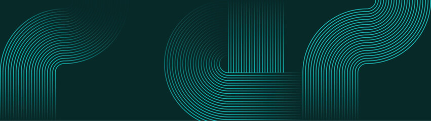 Web banner abstract green lines digital geometric elements modern shiny vector background dark green stripes curve luxury For business EPS 10