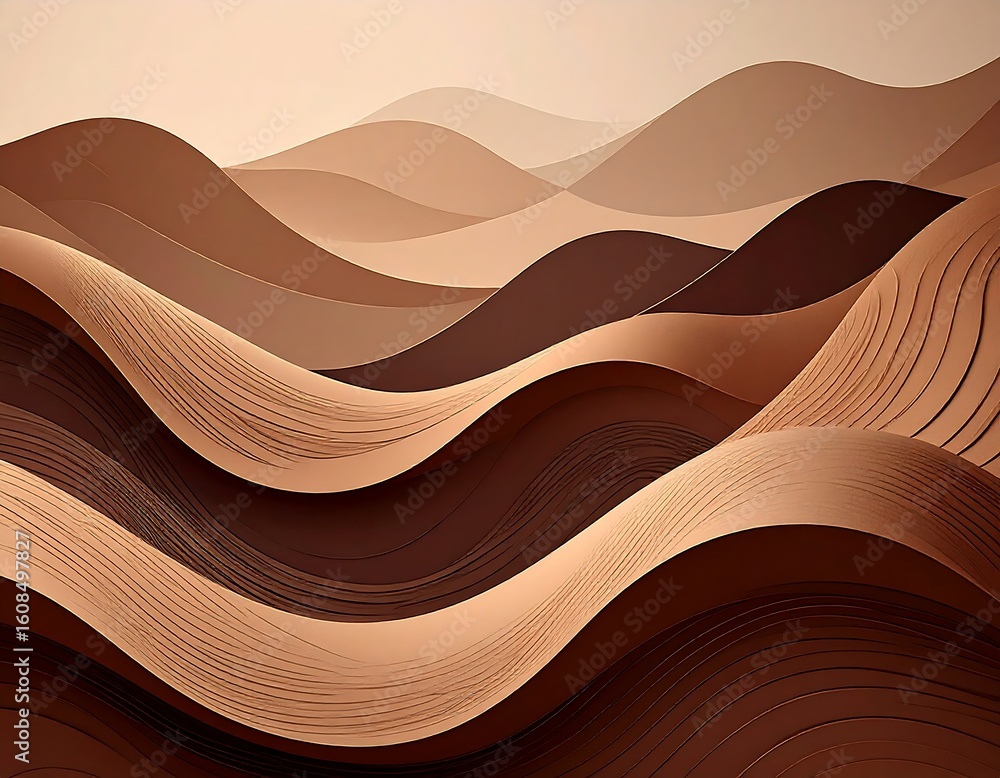 Poster stunning abstract sand dune landscape with warm earth tones creating depth and flowing minimalist de