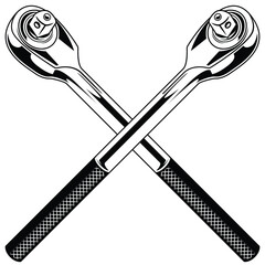 Crossed socket spanner vector. Elements for logo, label, emblem, sign, badge.	