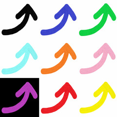 Multicolor Curved Arrows Pointing Up – Oil Paint Brush Stroke Icon Set