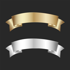 Elegant Gold and Silver Ribbons on Dark Gray Background Design