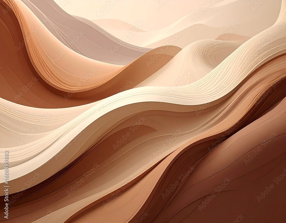 Poster abstract beige wave background with smooth flowing lines for modern design and branding projects