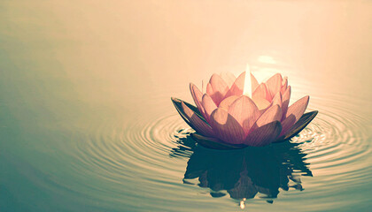 Single Lotus Candle with Reflections. Diwali Festival Concept. Generated Image