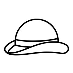 Fototapeta premium Black and white floppy hat doodle icon with soft curves and fashion touch