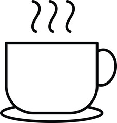 Hot beverage cup steam drink black and white minimal line art simple icon relaxing. minimal black and white line art icon of hot beverage cup with steam rising evoking relaxing and cozy feeling