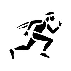 Silhouette of a runner in motion against white background
