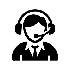 Illustration of a person with headset and tie icon
