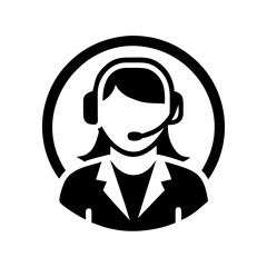 Illustration of a woman wearing headset in a circle