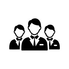 Illustration of three people in suits and ties icon
