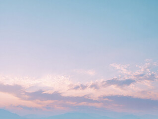 Minimal Pastel Sky over Mountain Silhouettes - AI Generated