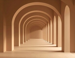 Stunning architectural hallway showcasing repeating arches in warm neutral tones for modern design projects