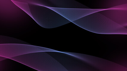 Abstract 3D flowing waves with neon purple and pink gradients on a dark background