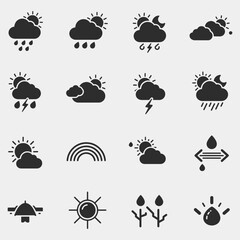 The weather icons show a variety of weather conditions, including rain, sun, and clouds.